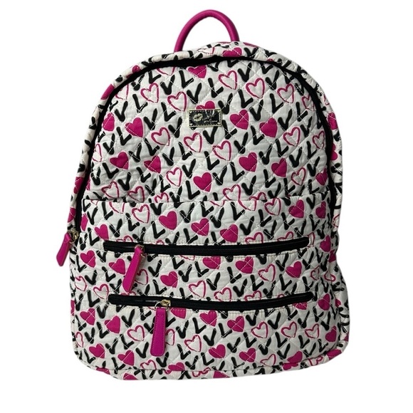 Betsey Johnson Quilted Heart Shoulder Backpack